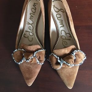 Sam Edelman brown suede flats w/bow